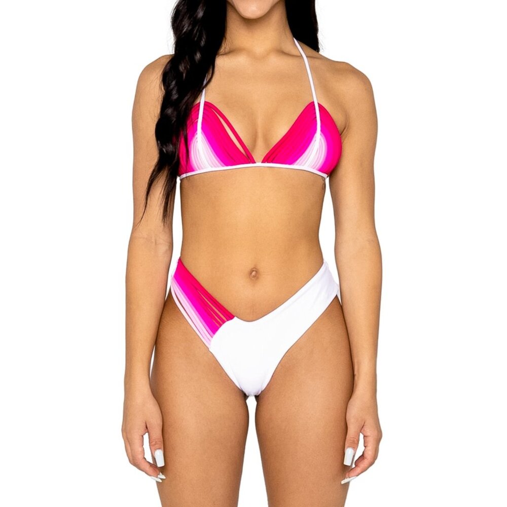 Nori Triangle Bikini Top/Bottom with Pink Ombre Strap Detailing